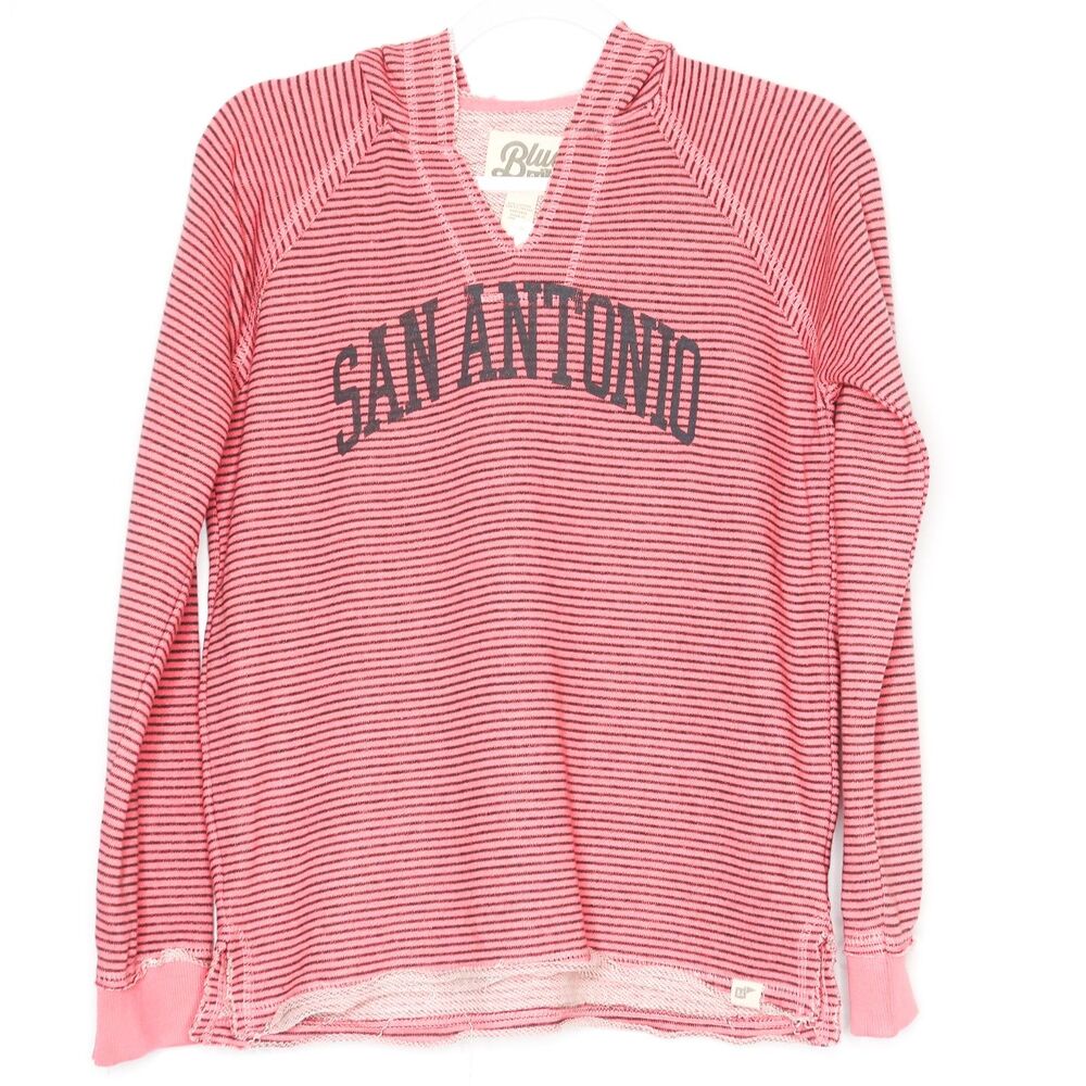Blue 84 Youth Girls Pullover‎ Sweater Size Large Pink Striped San Antonio Hoodie